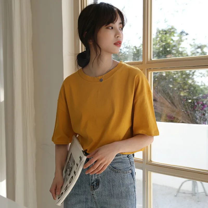 10 Цвет s серия новых ярких Женская Базовая летняя футболка на каждый день с