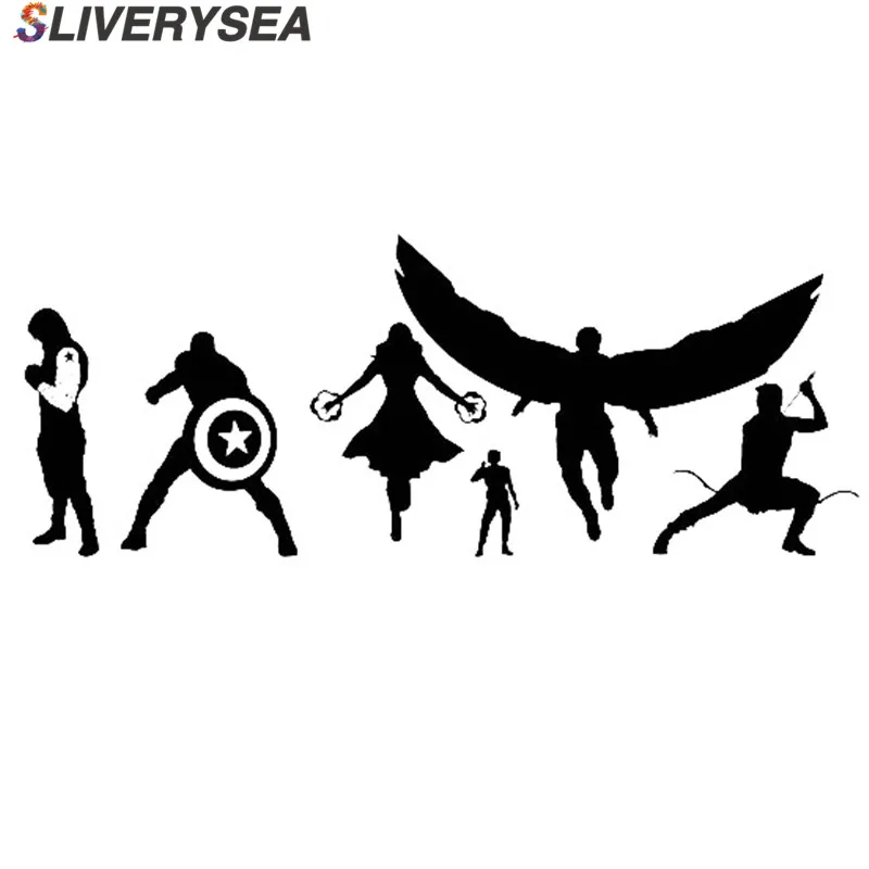 SLIVERYSEA Супергерой наклейки на семейный автомобиль виниловый Стайлинг автомобиля