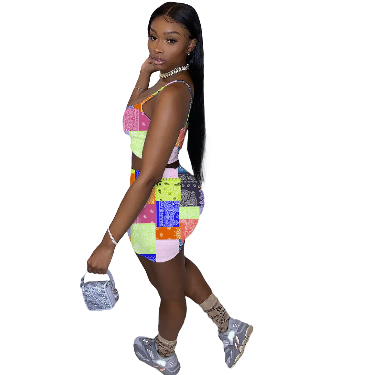 

Summer 2 Piece Sets Womens Outfits Sexy Crop Tops And Shorts Party Club Two Piece Set Ladies Bodycon Beach Matching Set