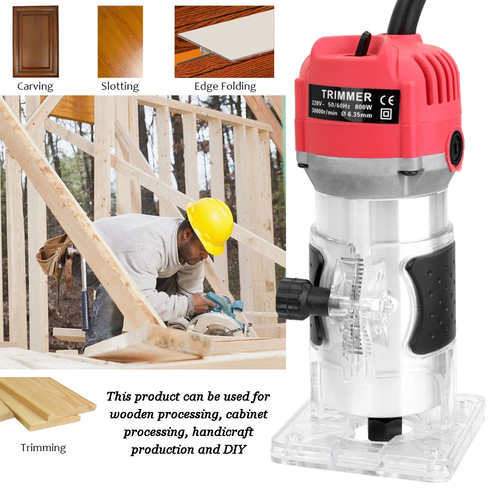 

KKMOON Woodworking Electric Trimmer Electromechanical Wood Milling Slot Machine Trimming Machine Hand Carving Wood Router