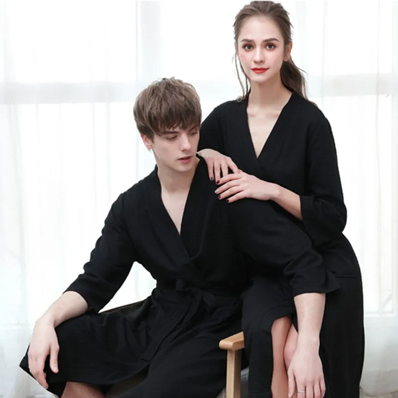 

Новейший стиль, комплект одежды большого размера из вафельной ткани, красивые платья для пар, домашняя одежда, разноцветный халат, ночная ру...