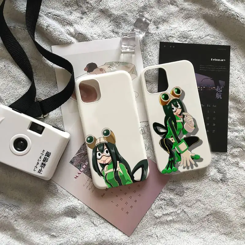 

Asui Tsuyu Boku no My Hero Academia Phone Case Candy Color for iPhone 6 7 8 11 12 s mini pro X XS XR MAX Plus