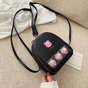 Black Милая желтая утка прозрачный Ita Bookbags женские рюкзаки с мультяшным принтом женские Мини кожаные школьные сумки для девочек Pu Back Packs горячая распродажа - Цвет: Black
