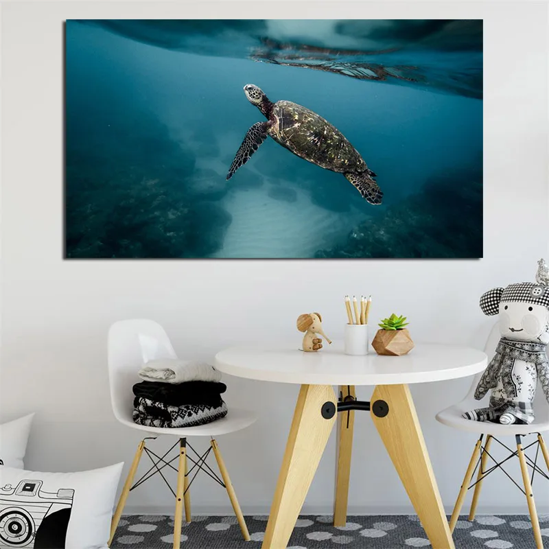 Минималистичная Настенная картина в виде морской черепахи плакат и печать на