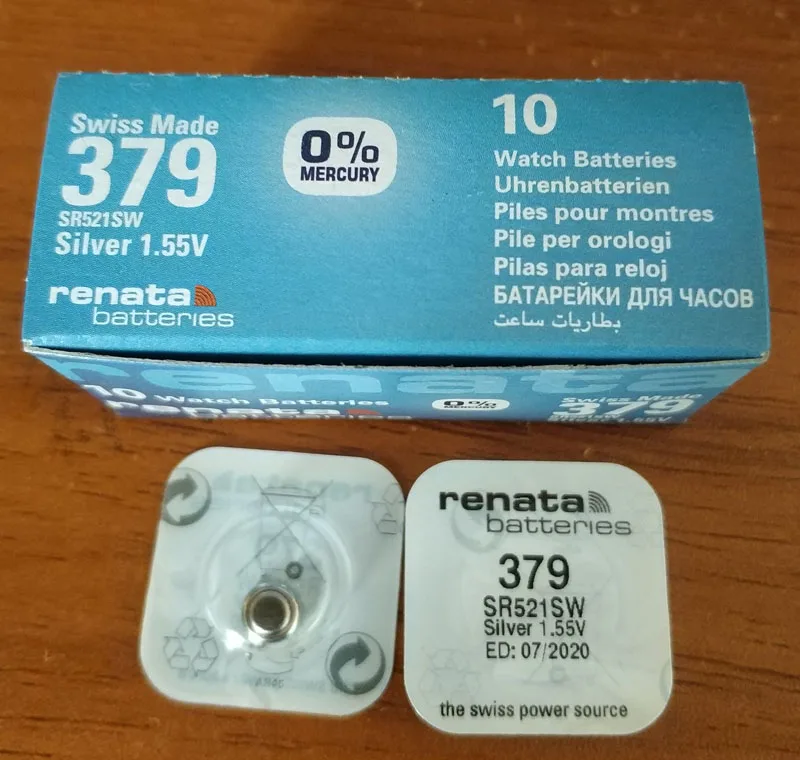 2pcs renata Silver Oxide Watch Battery 379 SR521SW 521 1.55V 100% original brand battery | Электроника