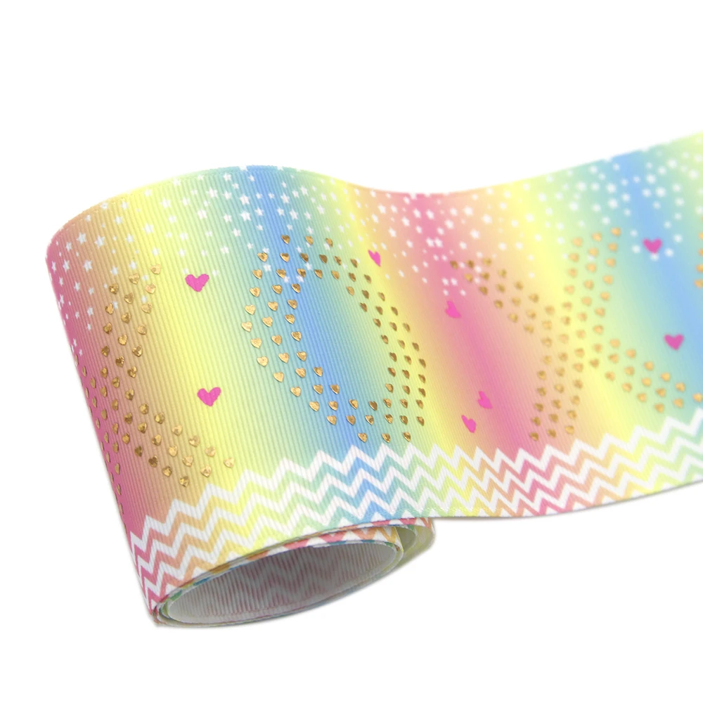 Аксессуары David 3 дюйма 75 мм 50 ярдов/рулон лазерное золото с принтом сердца