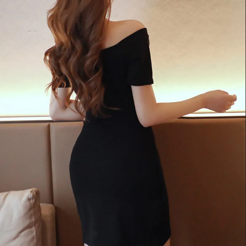 

Sexy Bodycon Black Dresses Summer 2020 Fashion V Neck Off Shoulder Mini Dress Women Clothes Slim Korean Elegant Party Club Dress