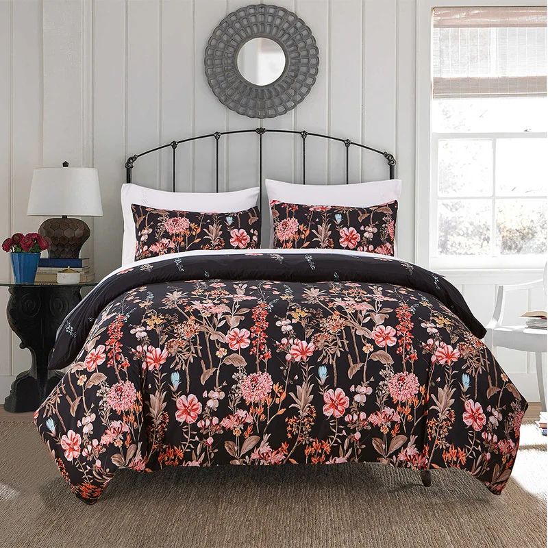 

BBSET Floral Pattern Bedding Set 3Pcs/Set Pillowcase & Duvet Cover Sets Cotton Bed Set Home Bed Textile Products Roupa De Cama