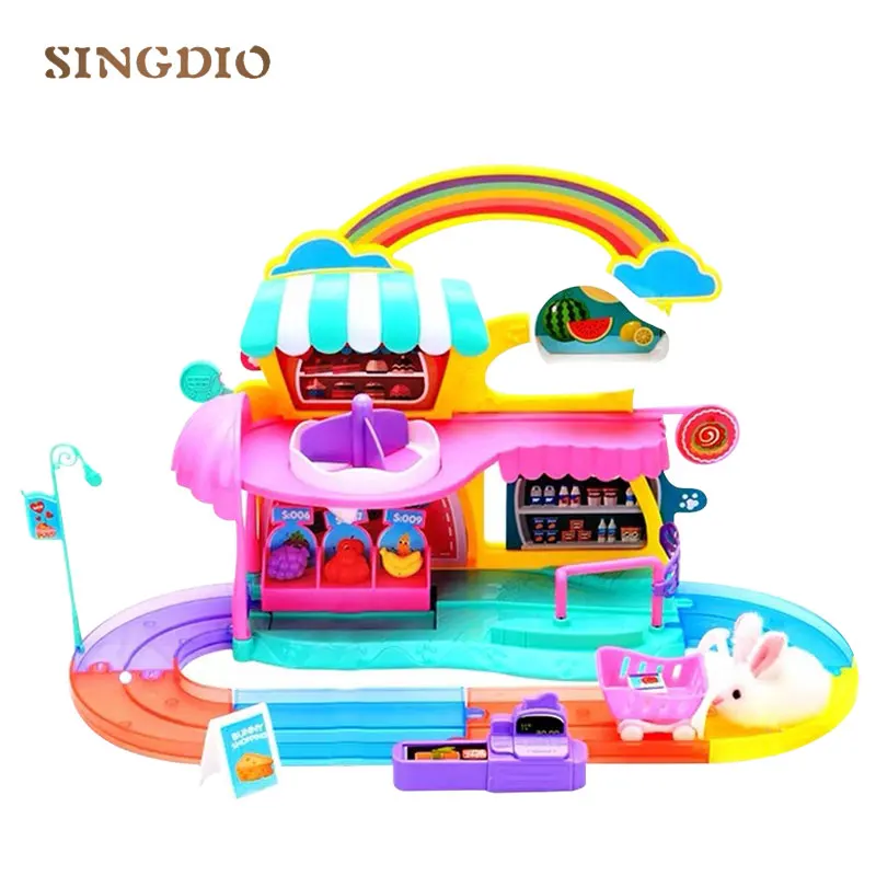 Детский парк аттракционов детский город удивительный трек рельсовый набор