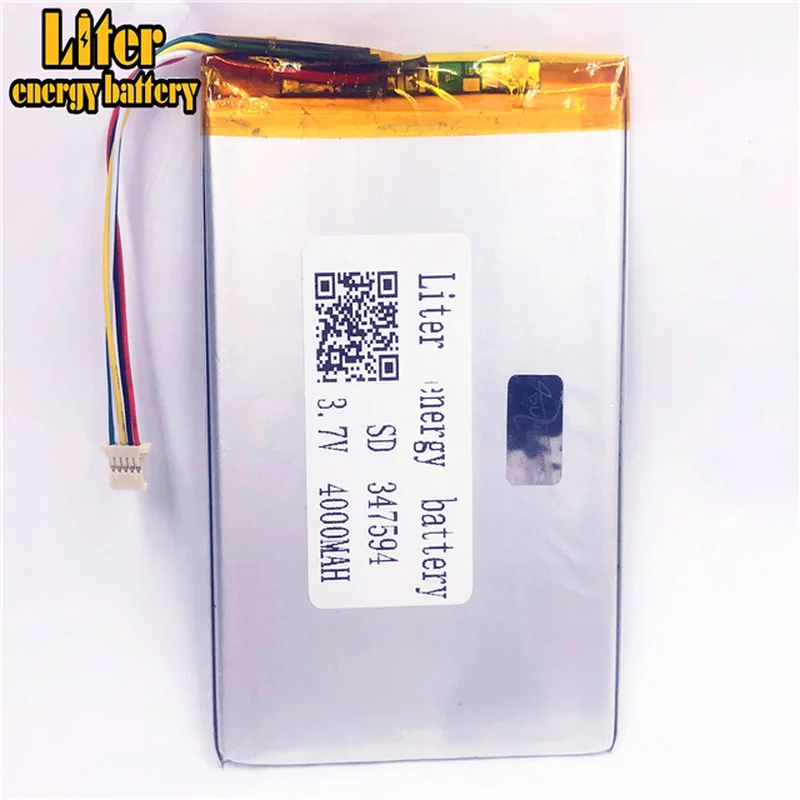 

1.0MM 5pin connector 347594 357595 4000mah 3.7V Cheap price lithium polymer battery for tablet pc
