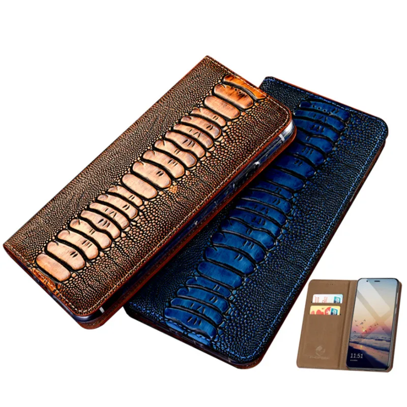 Чехол для телефона из натуральной страусиной кожи с подставкой Xiaomi Redmi Note 7 Pro/