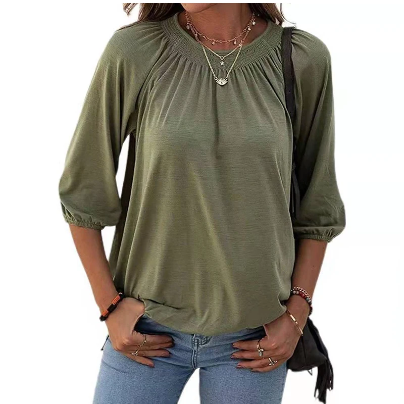 

Женская футболка с рукавом три четверти, с круглым вырезом