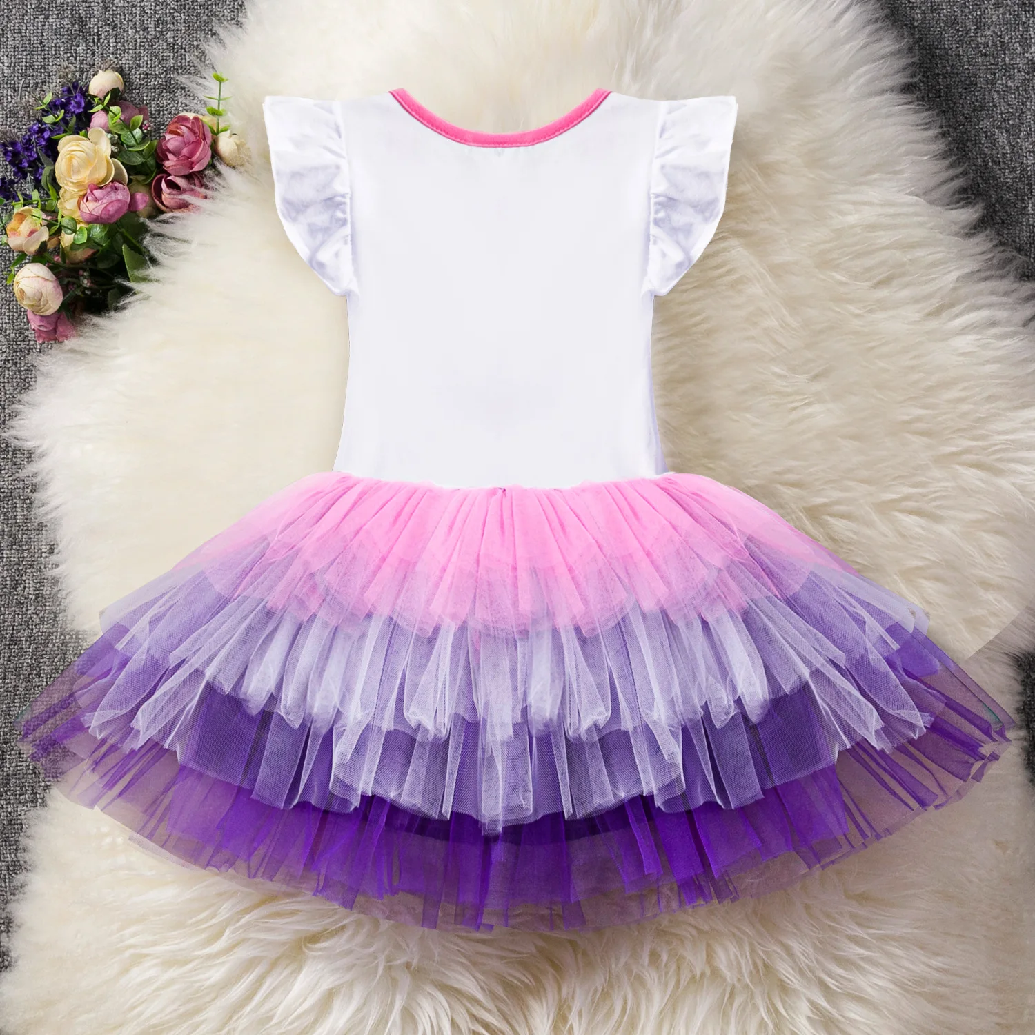 Летняя Новинка платье в Корейском стиле с единорогом сетчатая юбка балетная