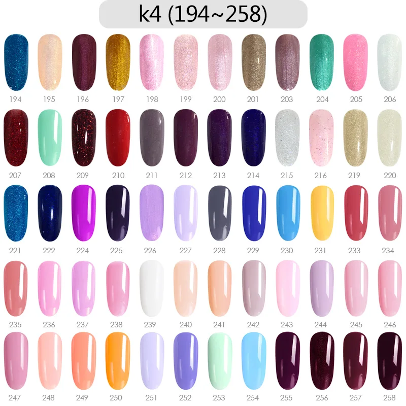 194-258 color card CANNI гель для ногтей комплект 60 шт./компл. Новая горячая Распродажа Маникюр нейл-арта салонный уход; Ультрафиолетовый гель 18 мл шелушиться Базовое покрытие длительного ношения Nowipe клочки шерсти - Цвет: 194-258 color card