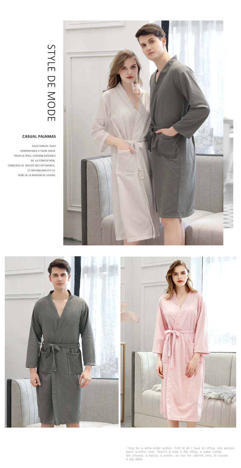 Мужской халат, Осень-зима, вафельный тонкий, yukata, Абсорбирующая, быстросохнущая Пижама, домашняя одежда, ночная рубашка, roupao feminino