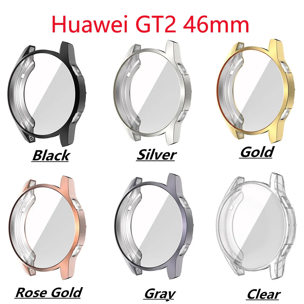 Мягкий защитный чехол из ТПУ с полным краем для экрана и стекла Huawei Watch GT 2 GT2 46 мм