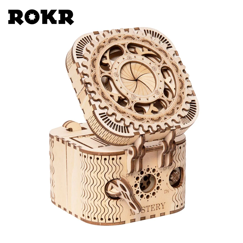 ROKR DIY 3D деревянная головоломка коробка для хранения пароль коробка для сокровища сборочная Модель Строительный набор игрушки для детей LK502 Прямая поставка