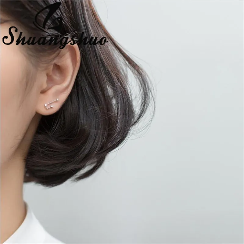 Shuangshuo Vintage Fashion 12 Constellation Aries Taurus Stud Earring Women 925 Sterling Silver Star Earrings Wedding Jewelry images - 6