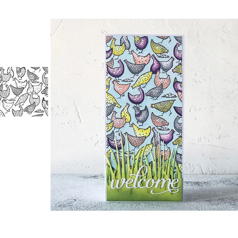 

Ctue Chickens Pattern Animal Background Decoration Metal Cutting Stencil DIY Scrapbooking Easter Craft Embossing Spring Series