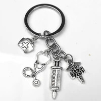 2020 new dh nurse medical box medical key chain needle syringe stethoscope keychain jewelry medical graduate gift