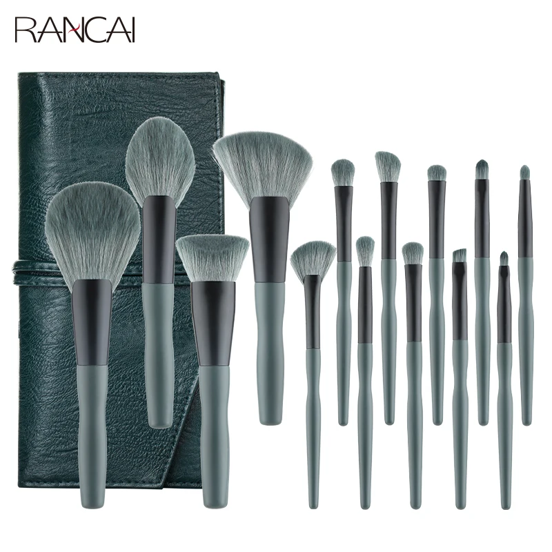 

RANCAI 4/10pcs 14Pcs Soft Makeup Brushes Set Green Cosmetic Foundation Powder Blush EyeShadow Lip Blend Make Up Brush Tool Kit