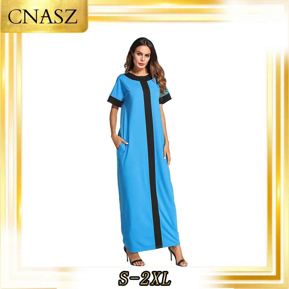 Мусульманские халаты Европа и Ближний Восток контрастные цвета платье свободные