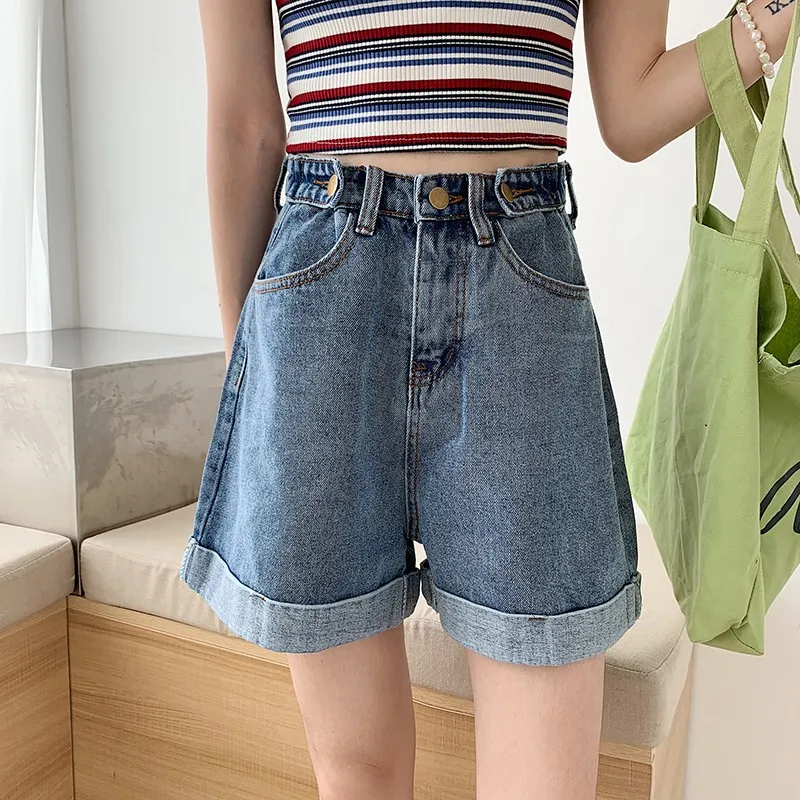 

GUUZYUVIZ High Waist Shorts Jeans Feminino Summer Loose Casual Straight Mom Jeans High Waist Jeans Woman Denim Short