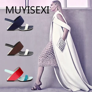 Шлепанцы; Женские летние туфли на высоком каблуке 8 см с ажурным узором; Разноцветные женские туфли на танкетке; 5 цветов; HL41 MUYISEXI