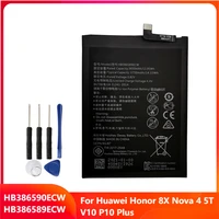 phone battery hb386590ecw for huawei honor 8x nova 4 5t v10 p10 plus hb386589ecw replacement batteries 3650mah free tools