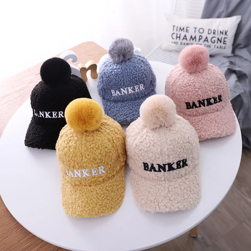 Lamb Wool Cold and Warm Letter Embroidery Baseball Caps Hole Adjustable Hip Hop Hat Soft Top Unisex Women Man Sun Hats