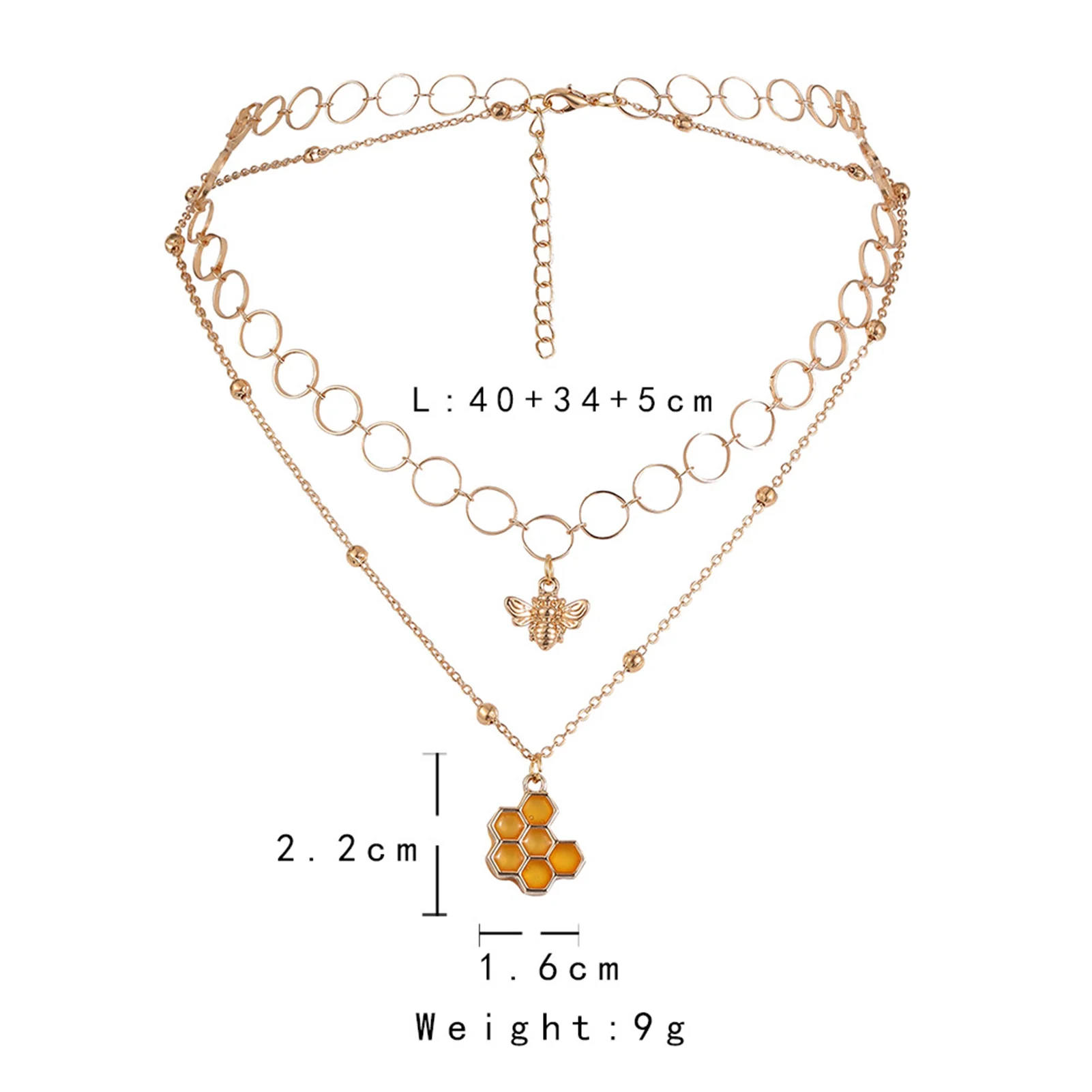Newly Boho Bee Layered Short Necklaces Gold Honeycombs Pendant Necklace Beaded Chain for Women and Girls DOD88 | Украшения и