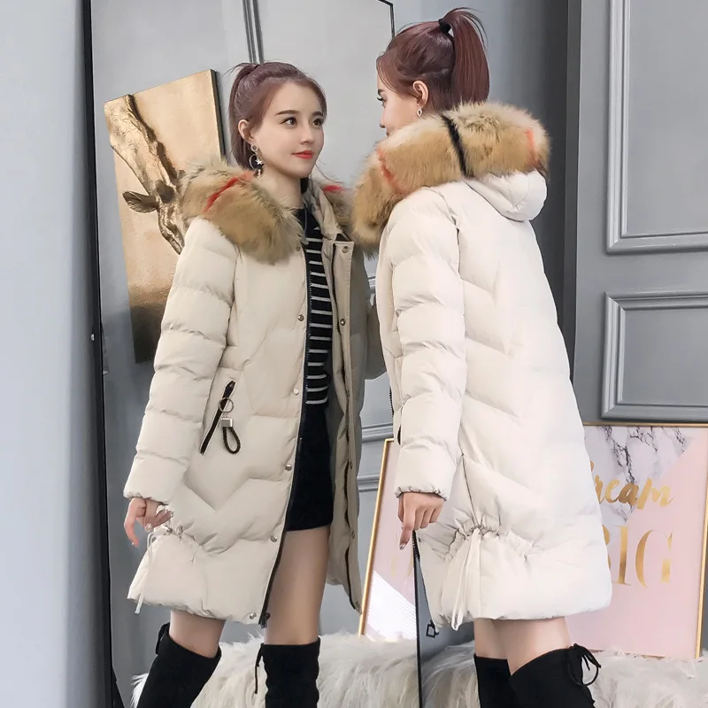 Модная зимняя женская куртка с большим меховым поясом и капюшоном толстые