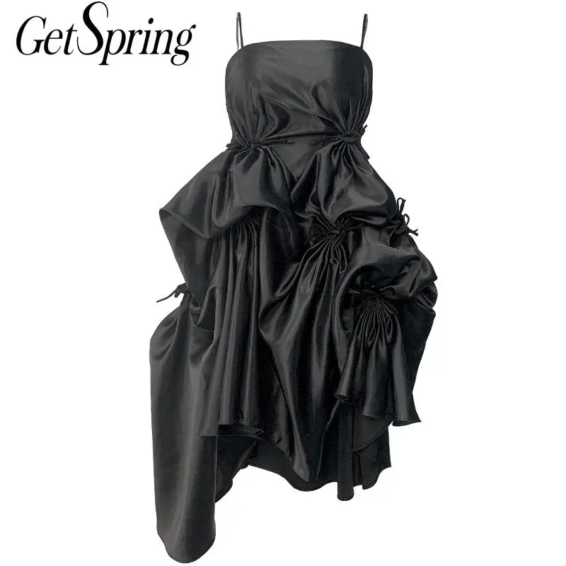 

Getspring Women Dress Asymmetry Sleeveless Black Sexy Dresses Women Irregular Vintage Black Summer Dresses Women 2020 Fashion