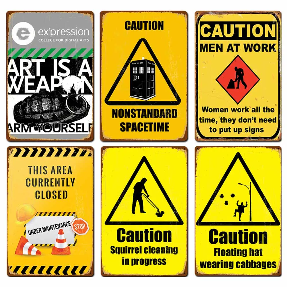 Осторожно винтажные металлические жестяные знаки опасный металлический плакат