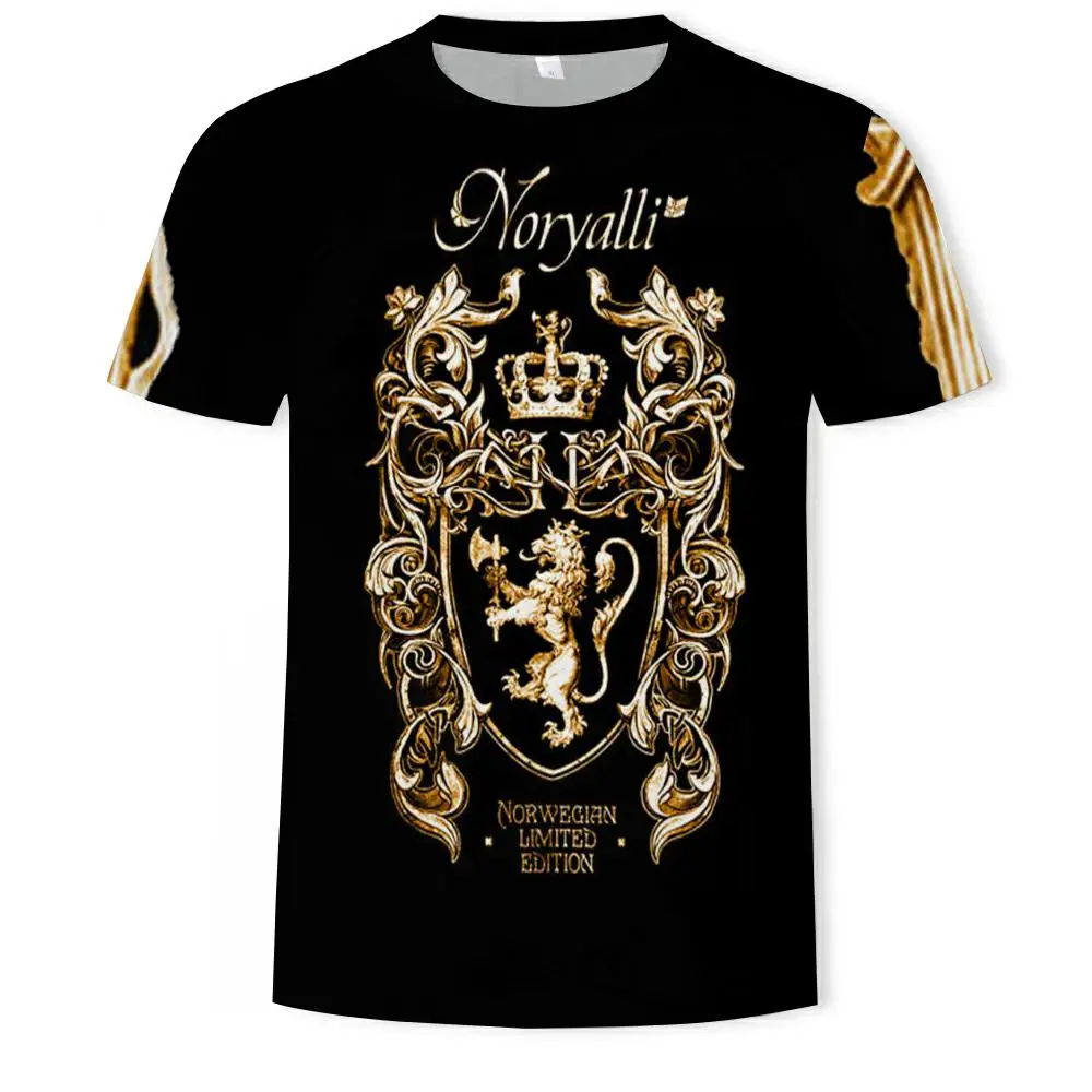 

Novelty 3D Golden Chain Print Baroque Brand T-shirt Summer style short sleeve luxury Royal men clothes hip hop tops & tees