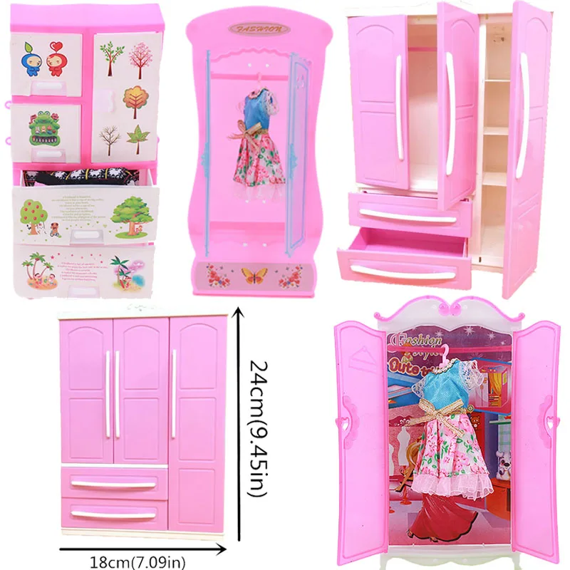 Шкаф для хранения одежды 4 вида розовый Барби игрушки девочек мебель спальни