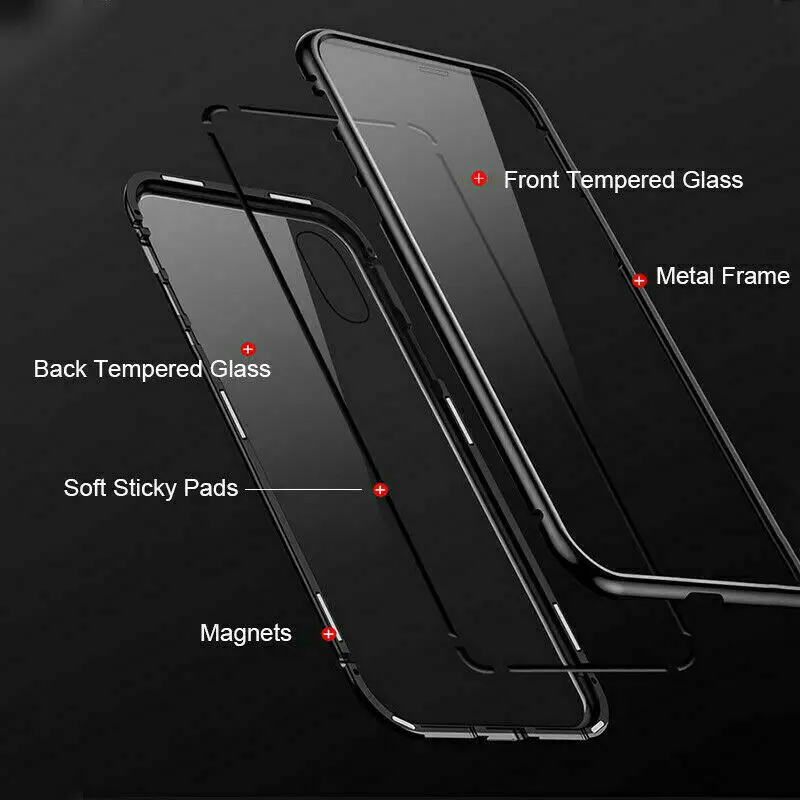 Двустороннее стекло 360 Магнитная Адсорбция флип чехол для iPhone 11 Pro Max XS MAX XR XS X 8 Plus 7 6 6 S магнит передняя+ задняя крышка