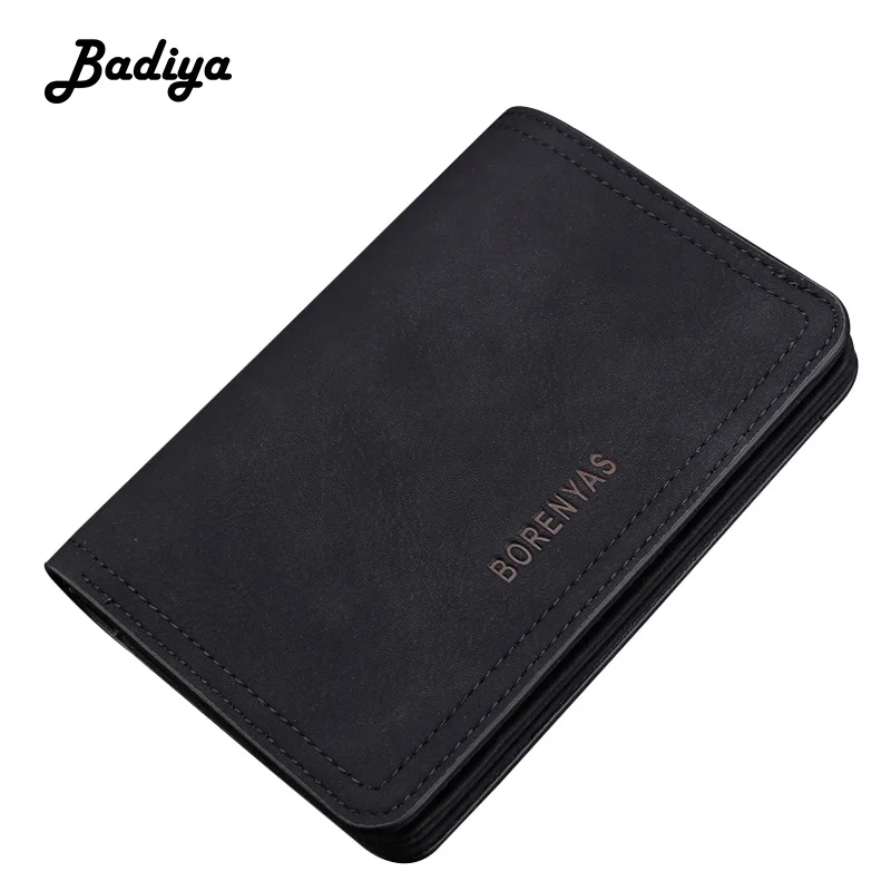 Мужской бумажник в винтажном стиле из искусственной кожи короткий вертикальный