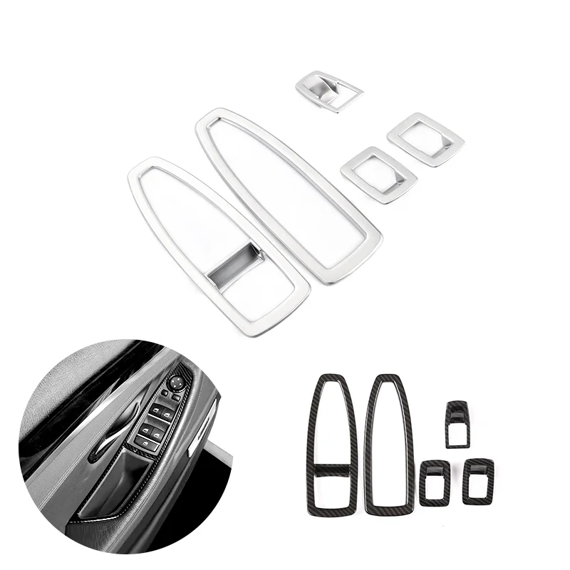 

For BMW 3 Series F30 2013 2014 - 2017 Car Door Handle Armrest Panel Window Lift Switch Button Carbon Fiber Texture Cover Decor
