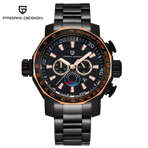 Топ люксовый бренд PAGANI Дизайн Спортивные часы Reloj Hombre военные водонепроницаемые многофункциональные кварцевые часы мужские Relogio Masculino - Цвет: Gold Black