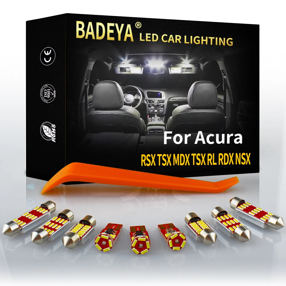 

BADEYA White Auto Accessories Car LED Lamps Interior Light Kit For Acura RSX TSX MDX TSX RL RDX NSX Dome Map License Plate Light