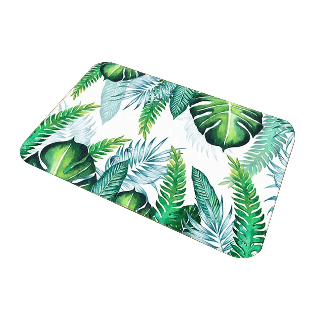 

Rug Carpets for Bathroom Tropical Plant leaves Pattern Polyester Bathroom Kitchen Carpet 40x60cm Rug Home Modern Mat alfombra