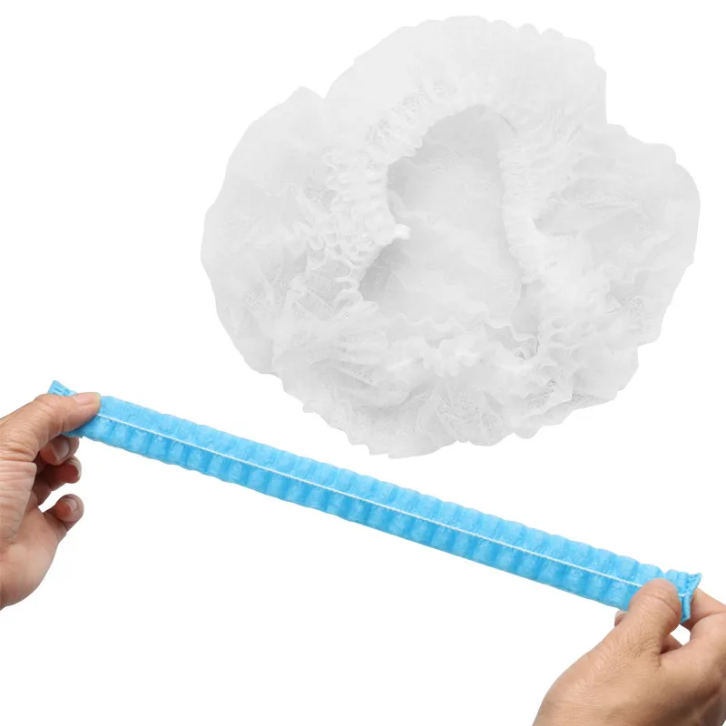 100pcs white 100 шт одноразовые плиссированные эластичные сетчатые формы нетканые банные шляпы для наращивания ресниц Прозрачные водонепроницаемые шапки для волос шапочка для душа - Цвет: 100pcs white