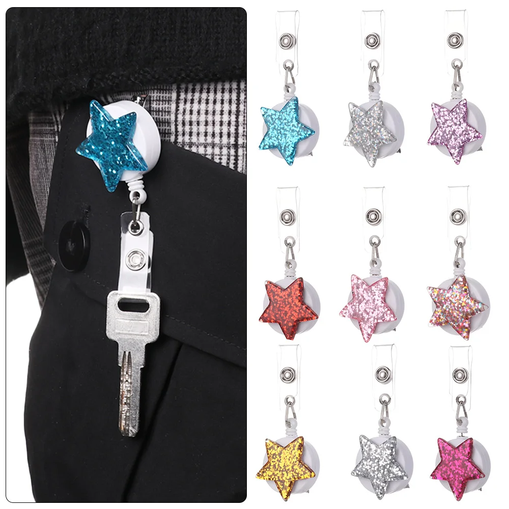 1 шт. Дизайн 360 ° Вращение смола Морская звезда Блестящий выдвижной значок катушка