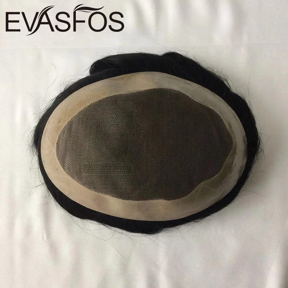 Парик мужской EVASFOS на тонкой моно-основе натуральные человеческие волосы парик