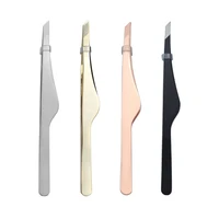 4 colors stainless steel eyebrow clips tweezers for false eyelashes fine hairs puller eyebrows dual purpose beauty tools
