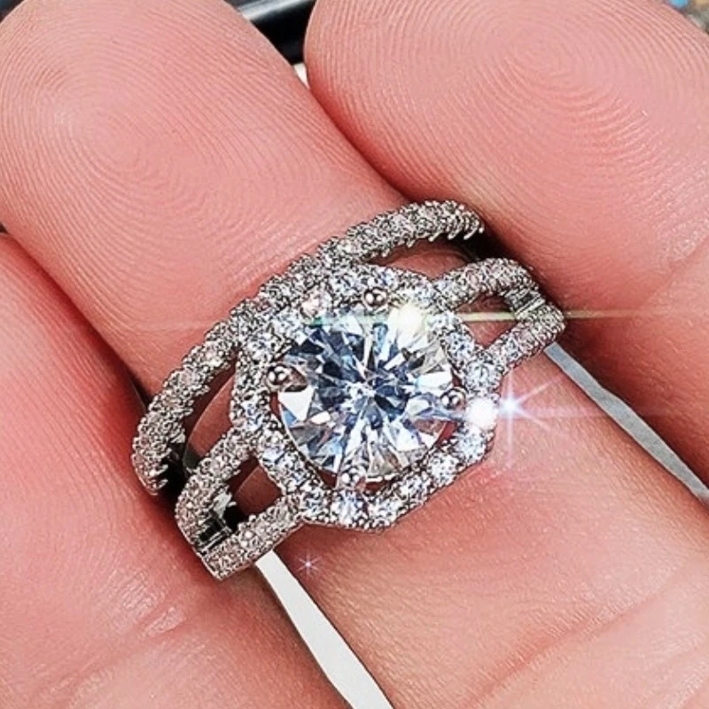 

Стильные бриллиантовые наборы CAOSHI, модные женские двойные штабелируемые Изящные Подарочные ювелирные украшения с блестящим кубическим ци...