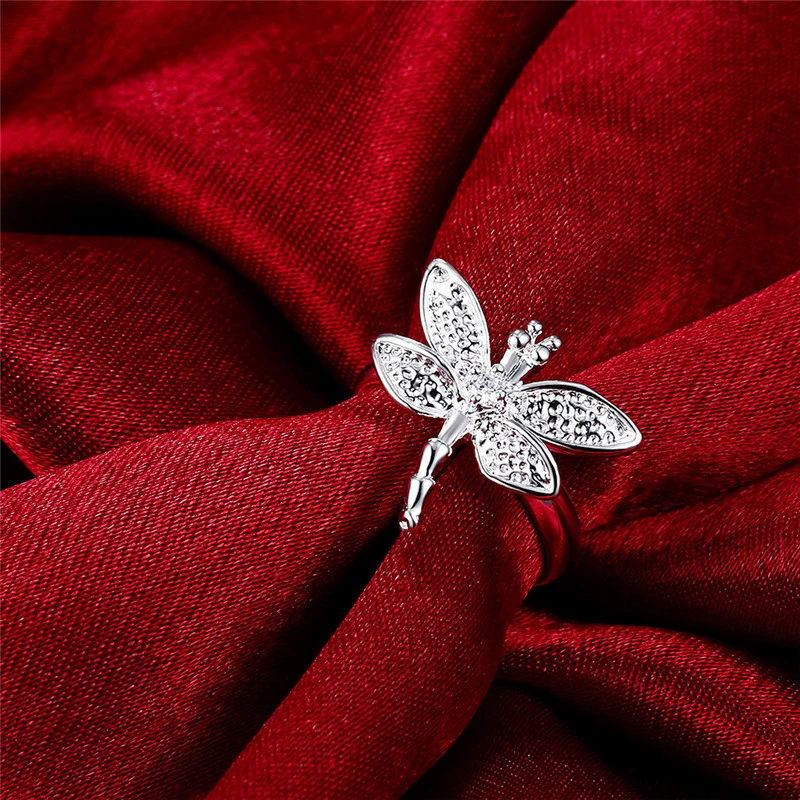 Creative Silver Color Dragonfly Ring For Women Korean Fashion Women's Wedding Rhinestone Jewelry Exquisite Party Accessories | Украшения