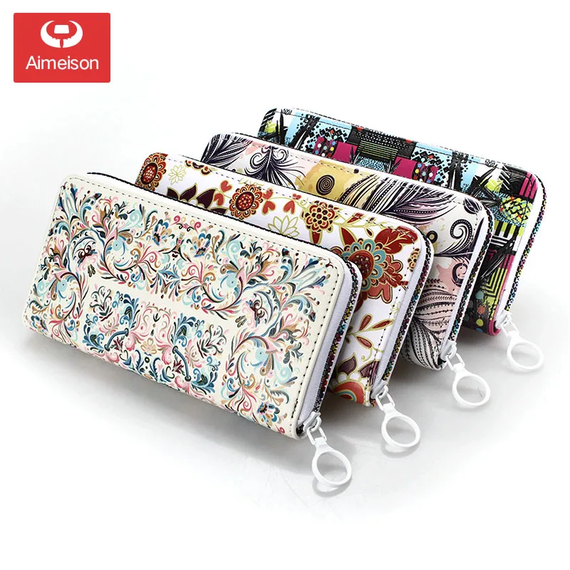 Кошелек ручной росписи с принтом короткий кошелек длиной Яркий Женский на молнии
