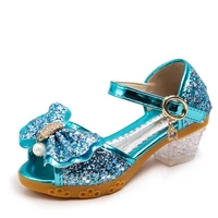 childrens shoes 2021 new summer casual glitter bowknot spring high heel girls shoes fashion princess dance party sandals